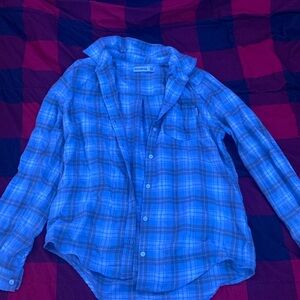 A light blue, grey, and white youth 13/14 flannel from Abercrombie kids